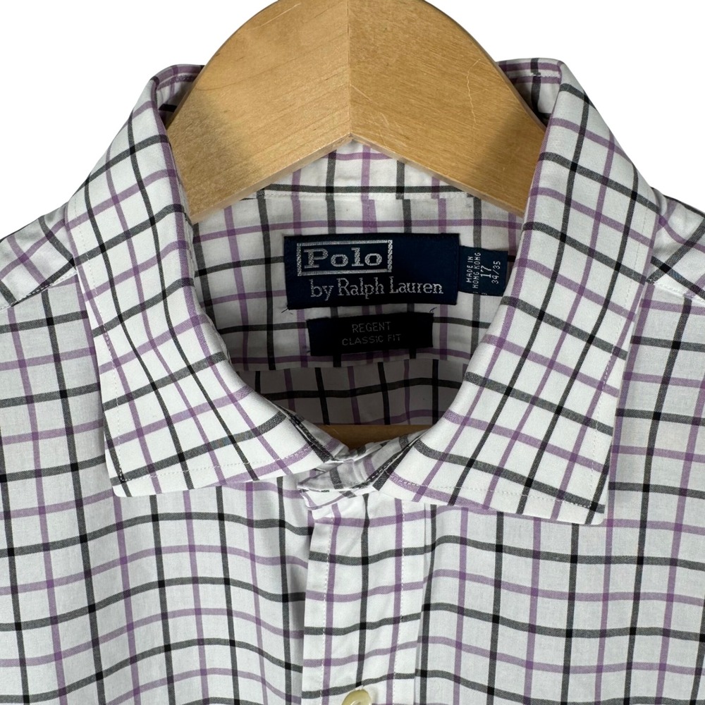 Polo Ralph Lauren Regent Classic Fit Shirt Mens‎ 17 34/35 Purple Black Check